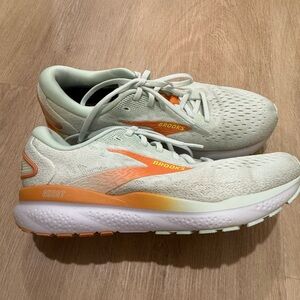 Women's Brooks Ghost 16, Skylight/Coconut/Sunset, 9.5 B Medium US Gently Used